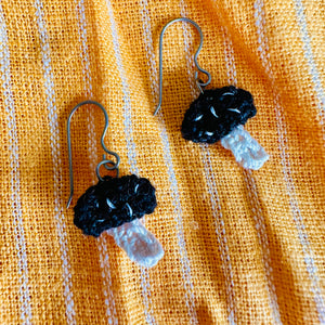 Black Mushroom Earrings (Studs + Dangles)