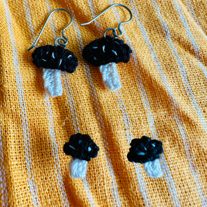 Black Mushroom Earrings (Studs + Dangles)