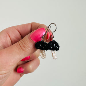 Black Mushroom Earrings (Studs + Dangles)