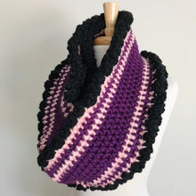 Load image into Gallery viewer, Pink + Purple Scallop Infinity Scarf
