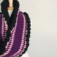 Load image into Gallery viewer, Pink + Purple Scallop Infinity Scarf
