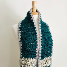 Load image into Gallery viewer, Gray + Green Long Traditional Scarf
