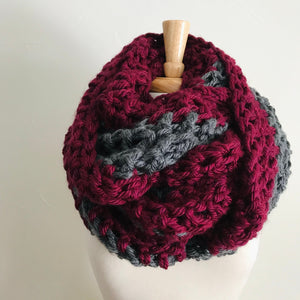 Gray + Maroon Oversized Infinity Scarf