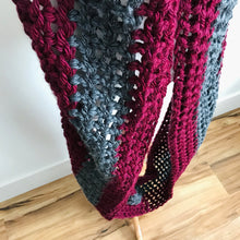 Load image into Gallery viewer, Gray + Maroon Oversized Infinity Scarf
