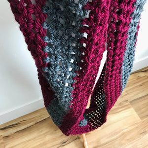 Gray + Maroon Oversized Infinity Scarf