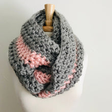 Load image into Gallery viewer, Gray + Pink Oversized Infinity Scarf
