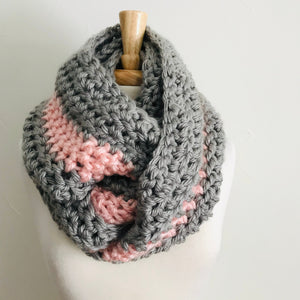 Gray + Pink Oversized Infinity Scarf