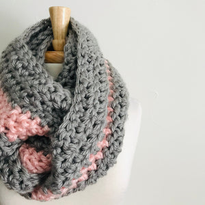 Gray + Pink Oversized Infinity Scarf