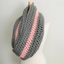 Load image into Gallery viewer, Gray + Pink Oversized Infinity Scarf
