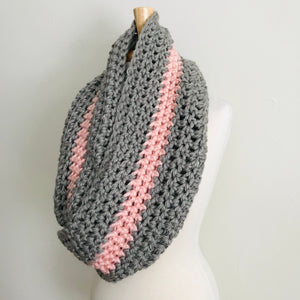 Gray + Pink Oversized Infinity Scarf