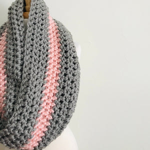 Gray + Pink Oversized Infinity Scarf