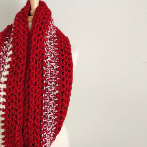 Red + White Oversized Infinity Scarf