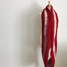 Load image into Gallery viewer, Red + White Oversized Infinity Scarf
