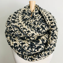 Load image into Gallery viewer, Gray + Cream Thick Blanket Infinity Scarf
