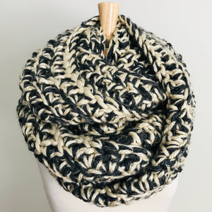 Gray + Cream Thick Blanket Infinity Scarf