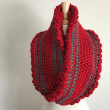 Load image into Gallery viewer, Red Scallop Infinity Scarf
