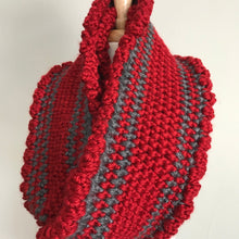 Load image into Gallery viewer, Red Scallop Infinity Scarf
