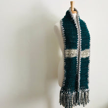 Load image into Gallery viewer, Gray + Green Long Traditional Scarf
