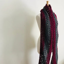 Load image into Gallery viewer, Gray + Maroon Oversized Infinity Scarf
