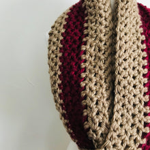 Load image into Gallery viewer, Maroon + Tan Oversized Infinity Scarf
