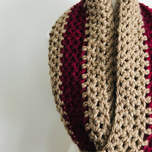 Maroon + Tan Oversized Infinity Scarf