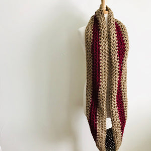 Maroon + Tan Oversized Infinity Scarf