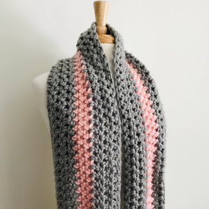 Gray + Pink Oversized Infinity Scarf