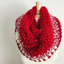 Load image into Gallery viewer, Red + White Oversized Infinity Scarf
