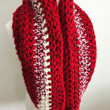 Load image into Gallery viewer, Red + White Oversized Infinity Scarf
