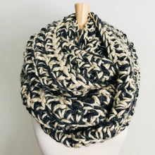 Load image into Gallery viewer, Gray + Cream Thick Blanket Infinity Scarf
