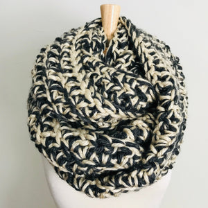 Gray + Cream Thick Blanket Infinity Scarf