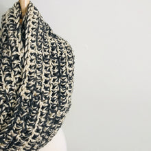 Load image into Gallery viewer, Gray + Cream Thick Blanket Infinity Scarf
