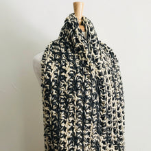 Load image into Gallery viewer, Gray + Cream Thick Blanket Infinity Scarf
