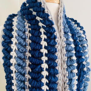 Blue Spiral Stitch Infinity Scarf