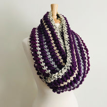 Load image into Gallery viewer, Purple Spiral Stitch Infinity Scarf
