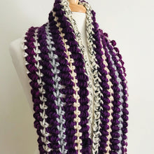 Load image into Gallery viewer, Purple Spiral Stitch Infinity Scarf
