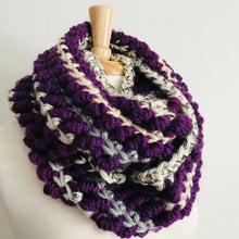 Load image into Gallery viewer, Purple Spiral Stitch Infinity Scarf
