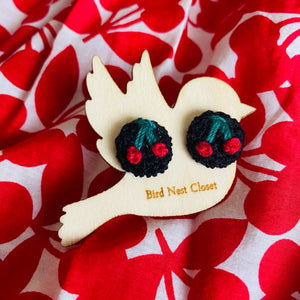 Embroidered Cherry Studs