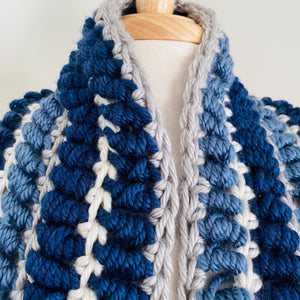 Blue Spiral Stitch Infinity Scarf