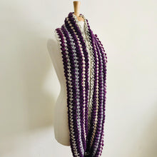 Load image into Gallery viewer, Purple Spiral Stitch Infinity Scarf
