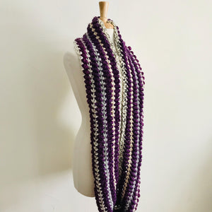 Purple Spiral Stitch Infinity Scarf