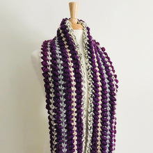 Load image into Gallery viewer, Purple Spiral Stitch Infinity Scarf
