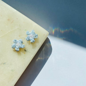 Tiny Pearlescent Flower Studs