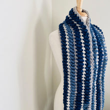 Load image into Gallery viewer, Blue Spiral Stitch Infinity Scarf
