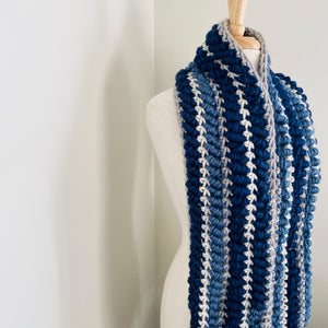 Blue Spiral Stitch Infinity Scarf