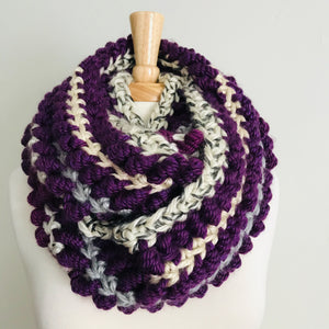 Purple Spiral Stitch Infinity Scarf