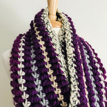 Load image into Gallery viewer, Purple Spiral Stitch Infinity Scarf
