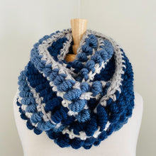 Load image into Gallery viewer, Blue Spiral Stitch Infinity Scarf
