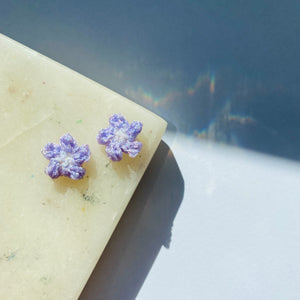 Tiny Pearlescent Flower Studs