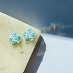 Tiny Pearlescent Flower Studs